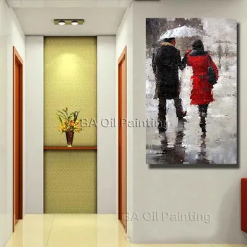 

Beautiful Rain Scenery Street Lovers together Wall Art Paint By Numbers Oil Painting Free Shipping Home Decor
