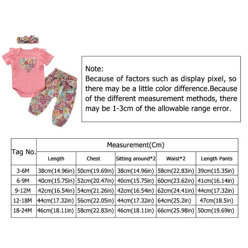 3 шт милая детская одежда комплект Цветочный принт короткий рукав комбинезон, штаны Hairband Дети Спортивный костюм для девочек штаны и повязка на голову
