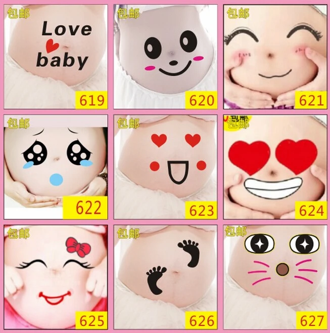 8sheets Photography Pregnant Belly Funny Sticker Maternity Props ...