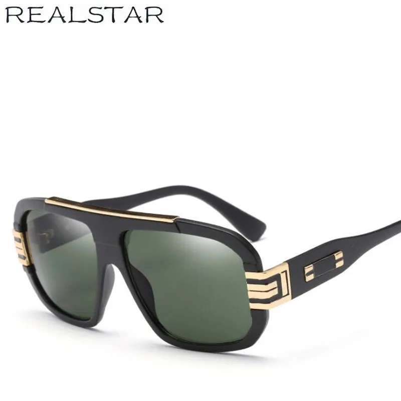 

REALSTAR 2018 Fashion Sunglasses Men Flat Top Brand Designer Retro Oversized Sun Glasses Women Outdoor Shades Eyewear Oculos S41