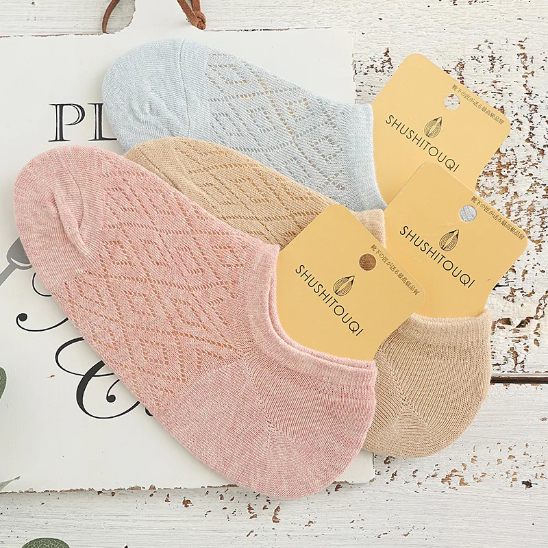 2018 summer women socks 1 pair short cotton solid color mesh breathable ankle women fashion lady invisible socks women