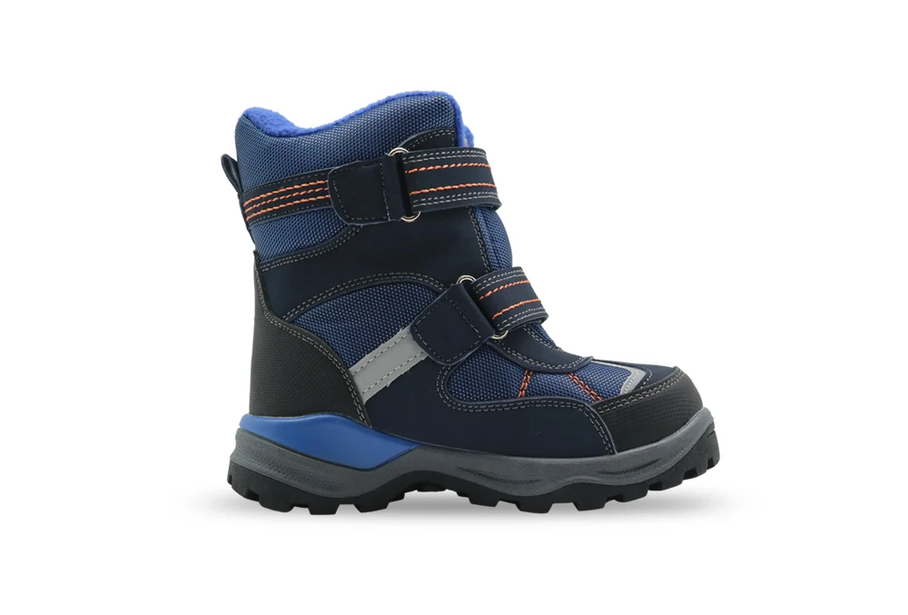 Apakowa/зимние ботинки для мальчиков, детские непромокаемые ботинки на липучке, теплые шерстяные ботильоны со светоотражающей полоской