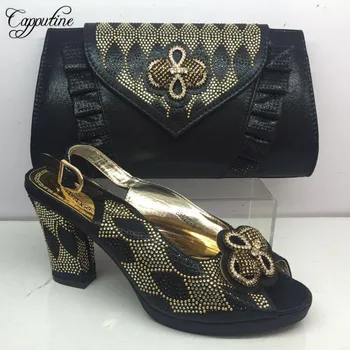 

Capputine New Nigerian Party Shoes And Bag Sets 2019 Newest African High Heels 10.5CM Shoes And Bags For Party Size 37-42 BL305C