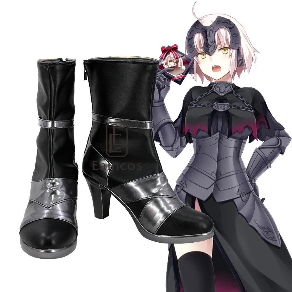 

Fate Grand Order FGO ALTER Cosplay Halloween Shoes Jeanne d'Arc Black Short Boots Custom-made