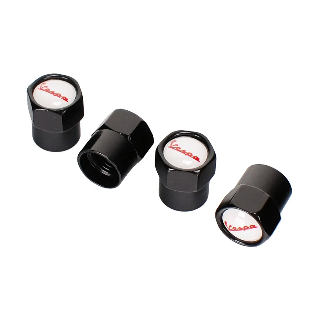 

Car Auto Decor Accessories Black Wheel Valves Caps Tire Part Cover for Vespa Logo for piaggio beverly gts 300 scooter px 125