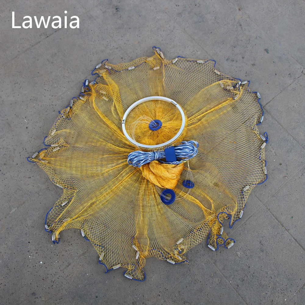 

Lawaia Fly Fishing Net Saltwater Casting Nets 2ft Fishing Network Holder Monofilament Nylon Lead sinkers Fish Tools