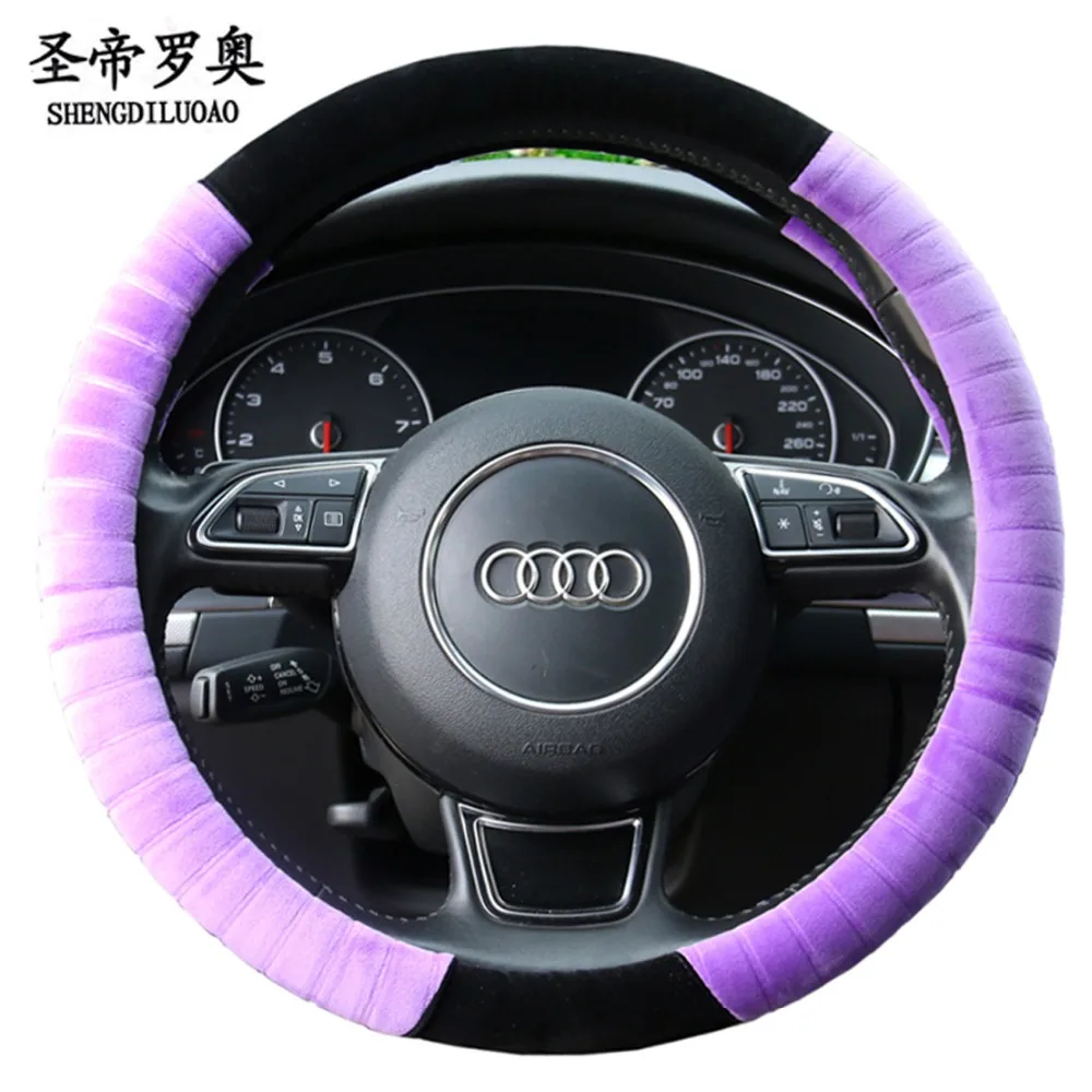 

Super-soft fabric car steering wheel cover warm in winter fashion style braid on steering-wheel with non-slip and durable