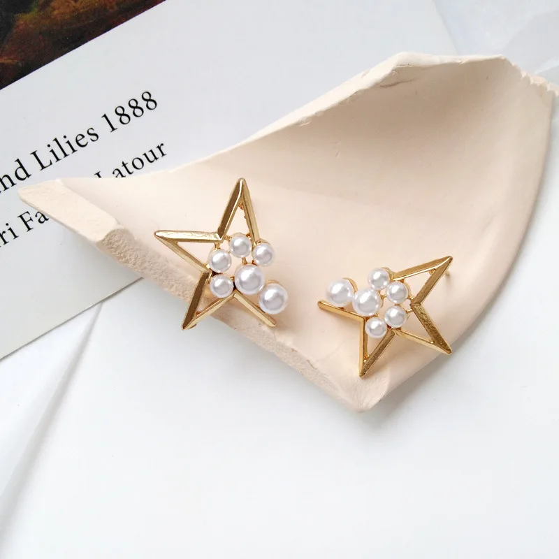 

Simple Imitation Pearls Star Cute Earrings Elegant Summer Korean Earrings