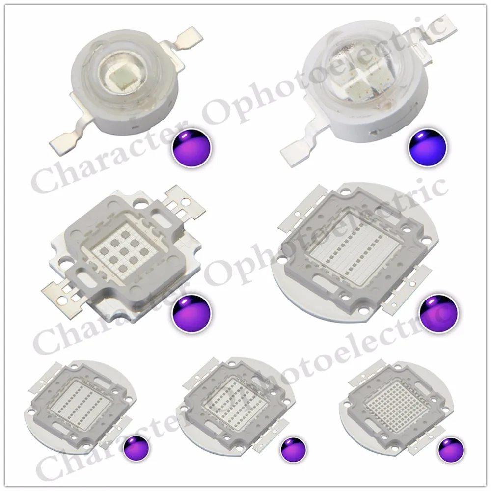 603035 a5d uv led module for uv gel curing lights uv flatbed printer ink varnish curing dry lamps 365nm 395nm ultraviolet lights 3W/5W/10W/20W/30W/50W/100 Watt UV Purple  integrated chips 365Nm 375Nm 385Nm 395Nm 405Nm High Power COB Ultraviolet Lights