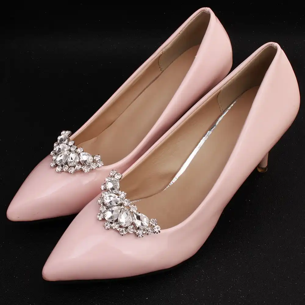 2 Pcs Rainbow Color Wedding Rhinestone Crystal Shoes Shoe Clips Jewelry