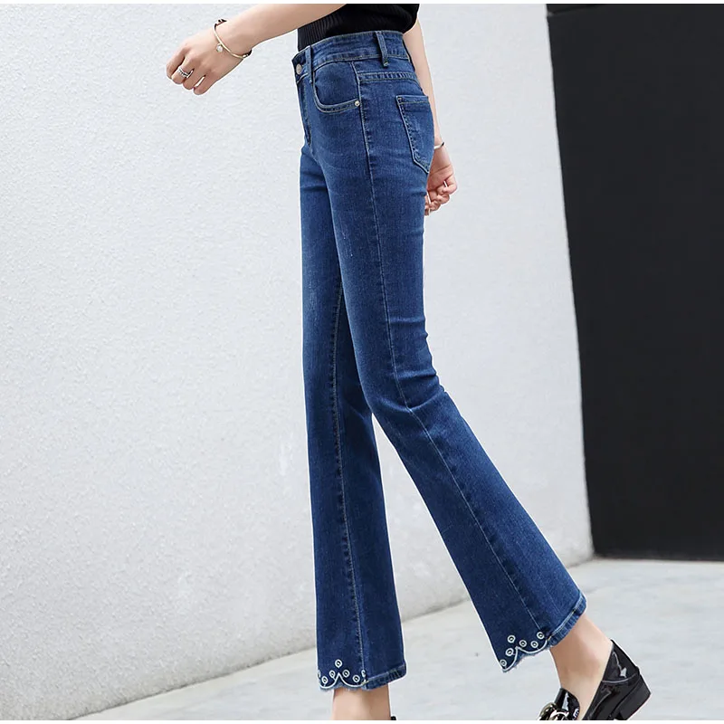 Plus Size Floral Embroidery Ankle Length Flare Jeans 3XL 5XL 7XL Spring Summer Blue Stretch Capris Bell Bottom Mom Jeans Plus Size Floral Embroidery Ankle Length Flare Jeans 3XL 5XL 7XL Spring Summer Blue Stretch Capris Bell Bottom Mom Jeans