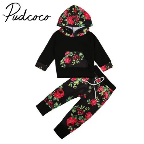 

Baby Boy Girl Outfit Floral Hoodie Shirt Sweatshirt Tops+Long Pants Trouser Kids Clothes Set 0-3Y