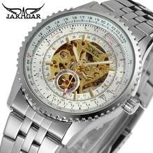 Men s Stainless Steel Watch Automatic Skeleton Male Luxury Brand Silver Dress watches Men Wristwatch