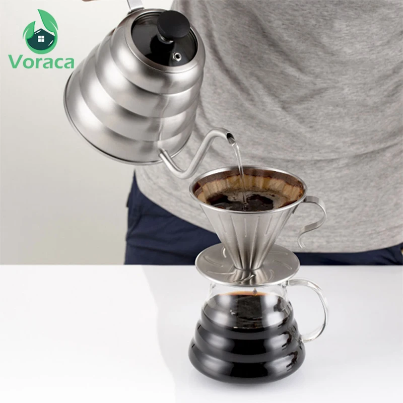 Reusable Kitchen Stainless Steel Coffee Filter Pour Over Coffee Funnel Brew Drip Tea Filters Metal Mesh Basket Tool Coffeeware Reusable Kitchen Stainless Steel Coffee Filter Pour Over Coffee Funnel Brew Drip Tea Filters Metal Mesh Basket Tool Coffeeware