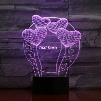 

LED RGB 7 Colors table lamp 3D Visual Night Light Love Methacrylate plate Nightlight Home Lighting Novelty decor for a holiday