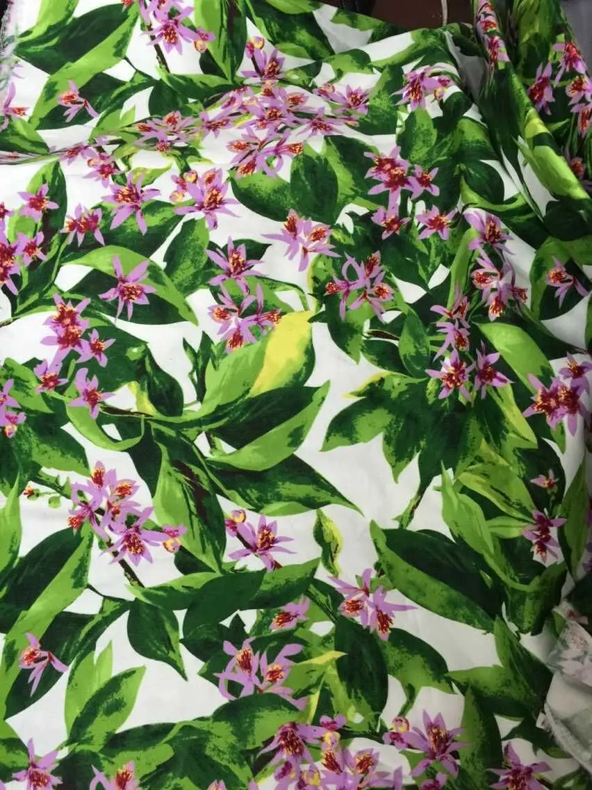 

LEO&LIN Printing Green Mood Stretch Satin Patchwork Cotton Fabric Tissus 50cm