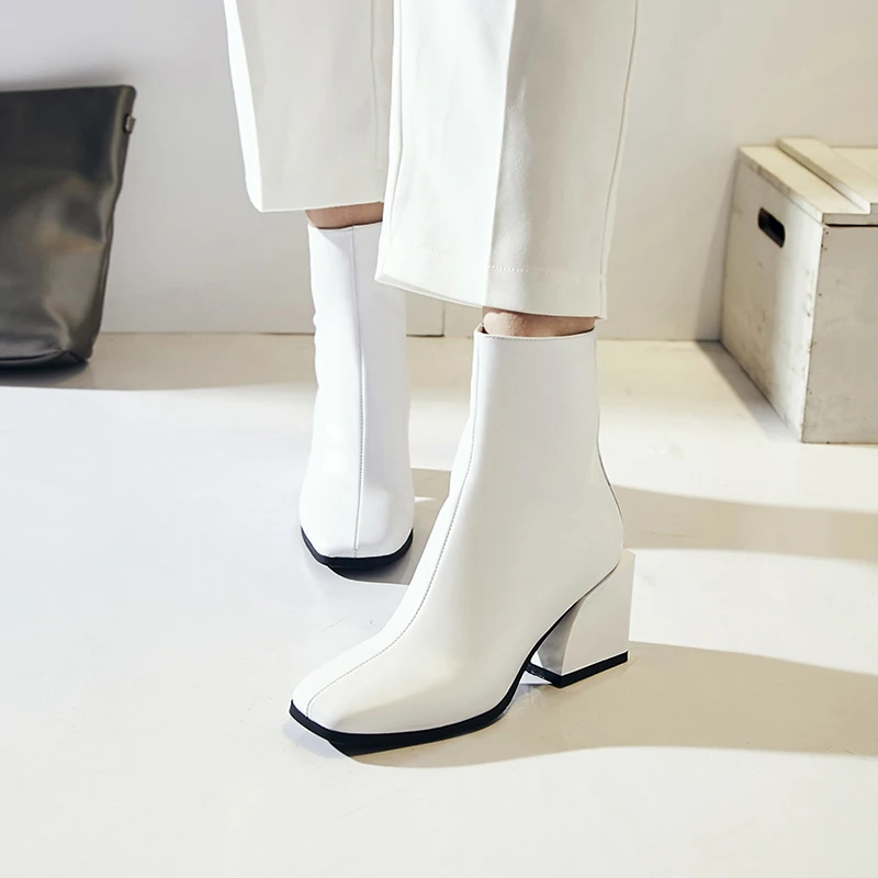 Зимние классические ботинки «Челси»; женские ботильоны с острым носком из натуральной кожи черного цвета на высоком каблуке; женская модная обувь на квадратном каблуке; 41