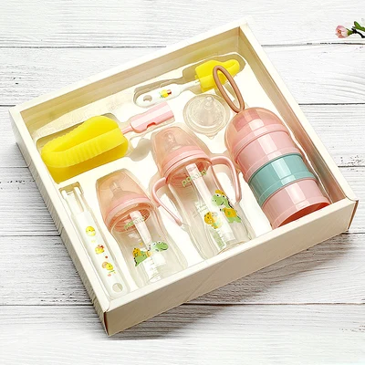 Маленький картофельный неонатальный набор стеклянных бутылок аутентичная Детская Бутылочка с всасывающей трубкой Взрывозащищенная осень для 0-6 месяцев - Цвет: L150 240 ML