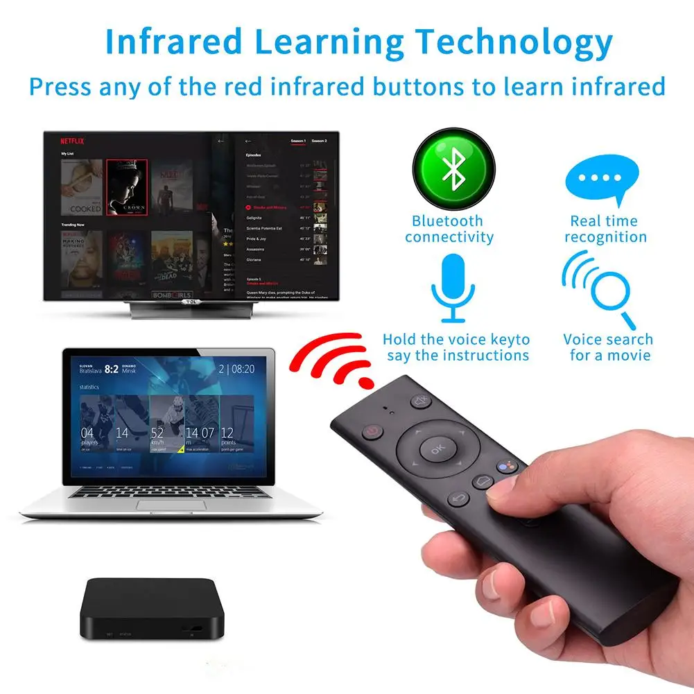 

Q8 Bluetooth Voice Remote Control Wireless AI Voice Flying Squirrel Mouse TV Box Set -Top Box Remote Control Air Mouse Remote TV