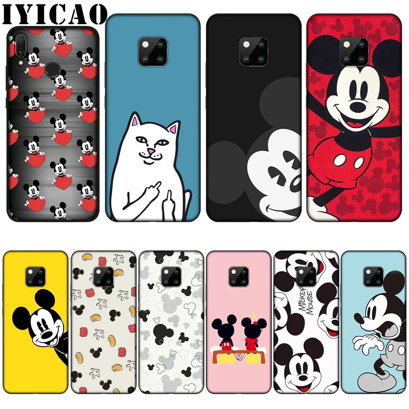 IYICAO Mickey Mouse Silicone Soft Case for Huawei Nova 3 3i 2i Mate 20 10 Pro Lite |
