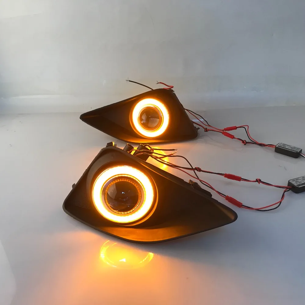 RQXR противотуманная фара вождение свет в сборе для Toyota Corolla 2006-2010 cob angel eye светодиодные дневные ходовые огни сигнал поворота