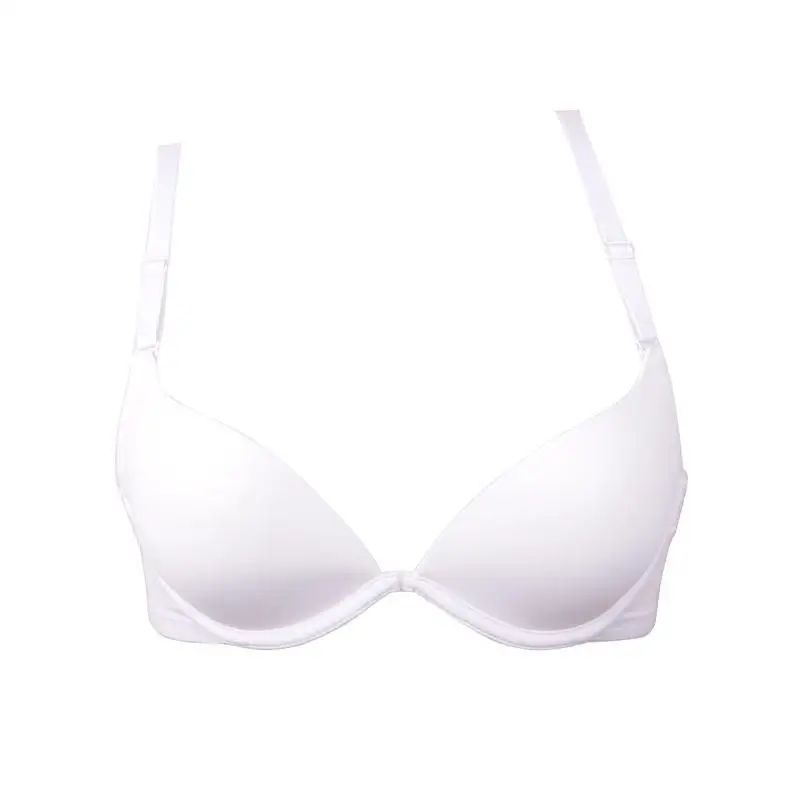 White color support small chest push up bra young girl women Bra gather breast thin cup sexy bra plunge deep u low cut women bra 1