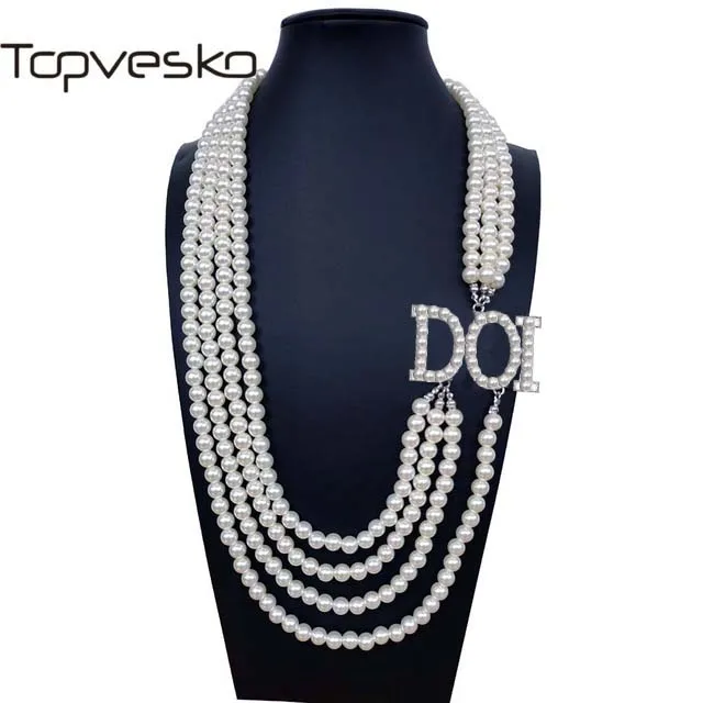 Topvekso Африканский жемчуг заказ Восточная звезда Многослойные массивные ювелирные изделия OES цвет длинное жемчужное ожерелье