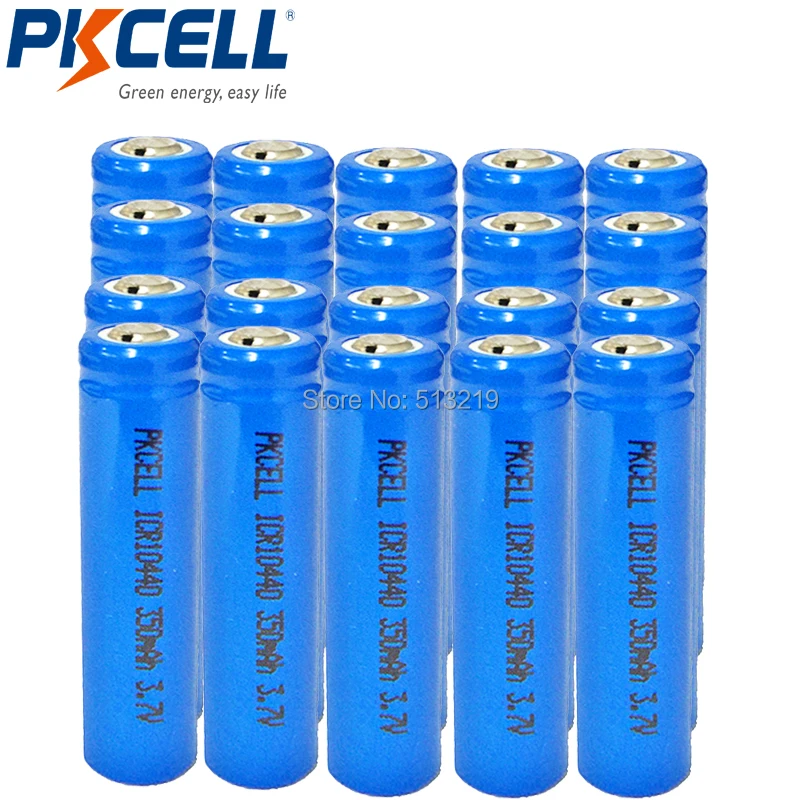 20 x 3.7V 350mAh Lithium Batteria Button Top ICR10440 10440 Liion Rechargeable Batteries