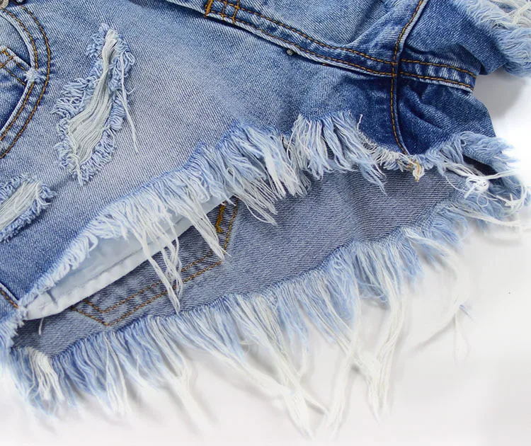 Летние женские джинсовые шорты отверстие кисточкой случайные тонкие джинсовые шорты #675