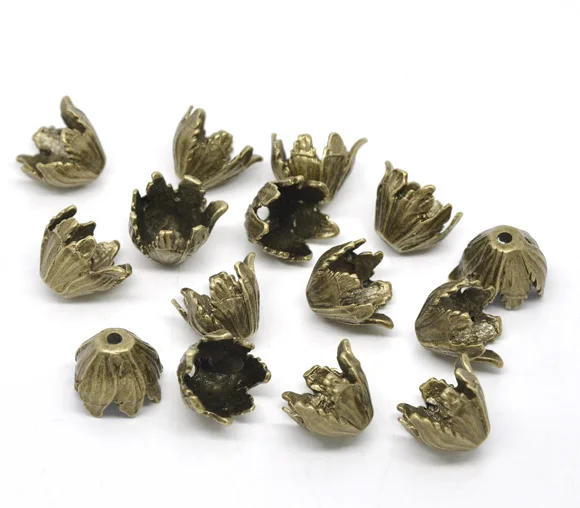 DoreenBeads цинковые бусины из металлического сплава крышки цветок античная бронза