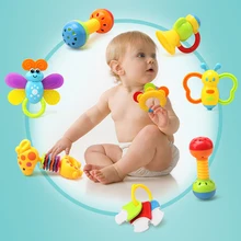 9pcs Newborn baby toy hand bell combination gift box bottle rattles bells big bottle baby wrist teeth bite bell toys Kids toys