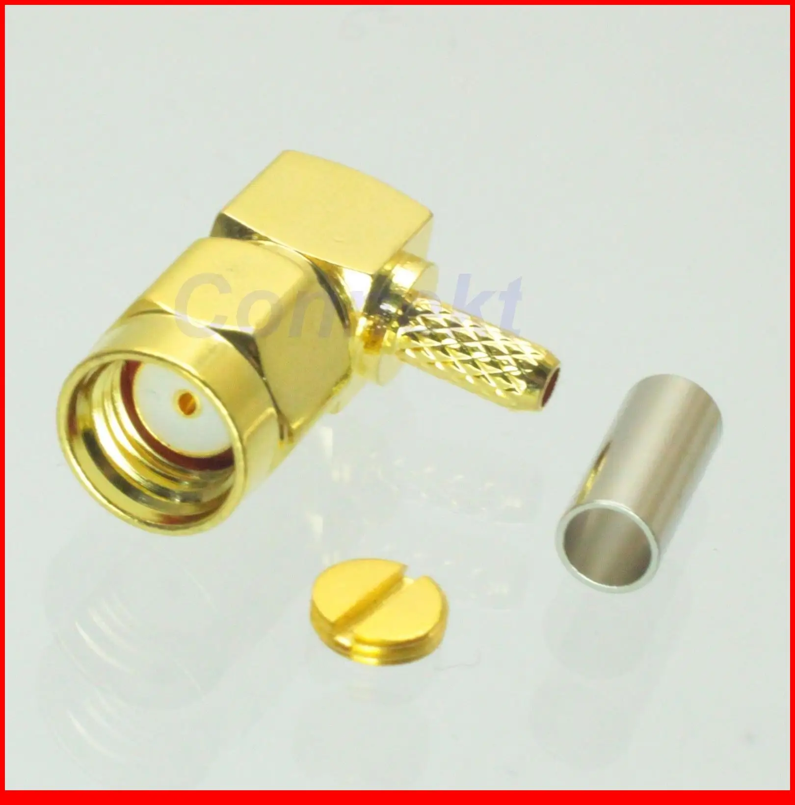 

50pcs/lot RP-SMA male jack center right angle crimp RG174 RG316 LMR100 RF connector