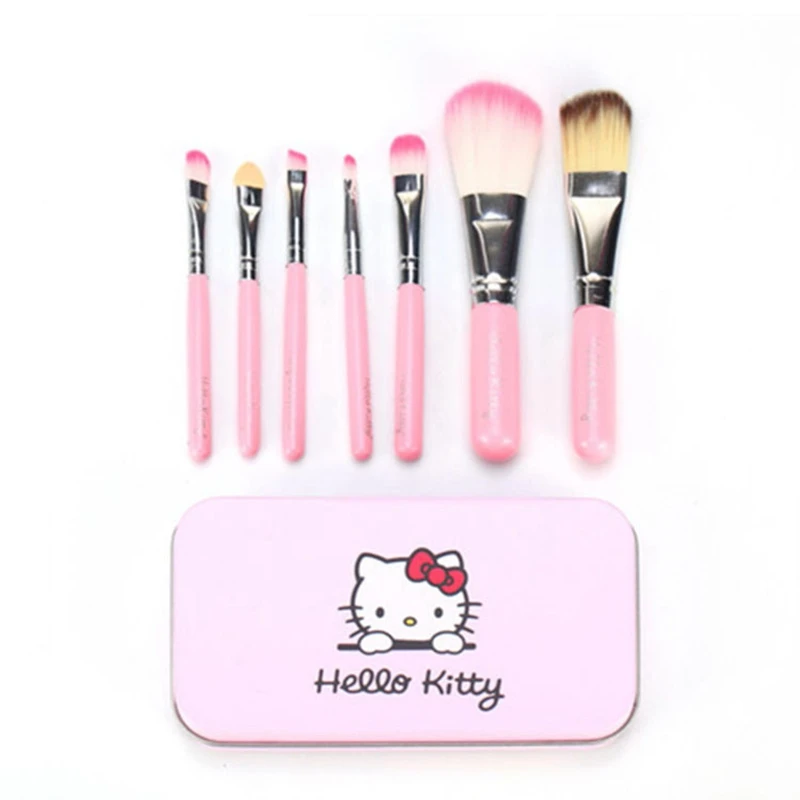 

7PCS/Set Pink Makeup Brush Set with Mini Iron Box Make up Professional Facial Powder Brushes