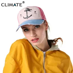 Климат для женщин хлопок бейсболка, кепка-тракер кепки s контрастного цвета корабль морской якорь повседневное хлопковые джинсы шляпа для