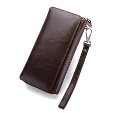 New Arrivals Luxurious 100% Cowhide Leather Long Retro Men Wallet 2018 Brand Large Capacity Card Wallet Vintage Zipper Purse New Arrivals Luxurious 100% Cowhide Leather Long Retro Men Wallet 2018 Brand Large Capacity Card Wallet Vintage Zipper Purse