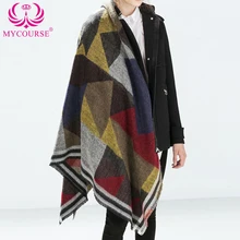 MYCOURSE Winter Autumn Scarf Casual Oversize Blanket Tartan Plaid Stole Designer Women Bandana Acrylic Scarf Shawl 140x122cm