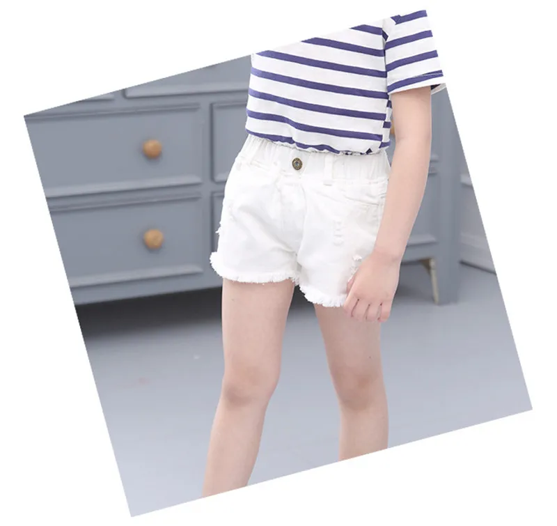 preto sólido menina rasgado buraco denim shorts