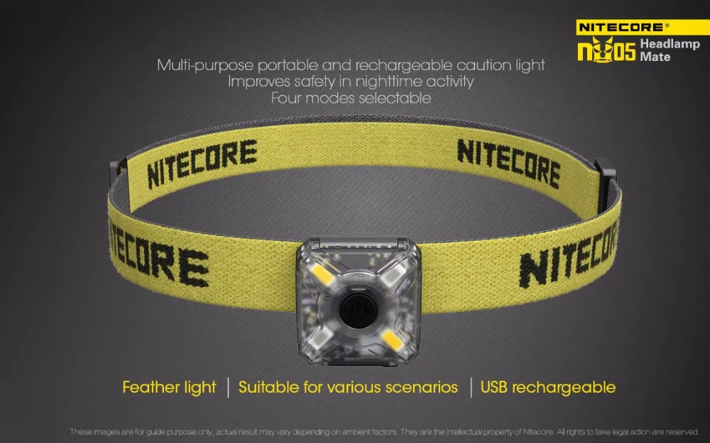 NITECORE NU05 USB Перезаряжаемый налобный фонарь 4* Высокопроизводительные светодиоды Макс 35 люмен белый/красный светильник головной светильник с литий-ионной батареей