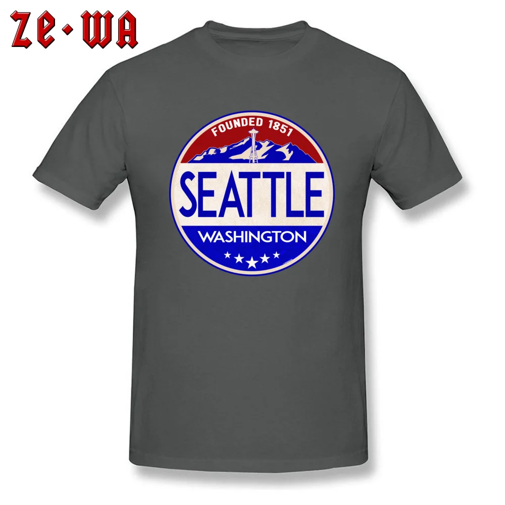 Custom Short Sleeve Tops T Shirt Thanksgiving Day Crewneck 100% Cotton Male T-shirts Funny Custom Tee Shirt Cute SEATTLE WASHINGTON MOUNT RAINIER NATIONAL PARK carbon
