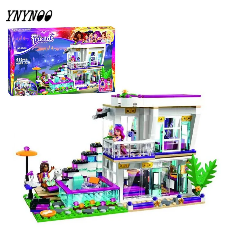 

YNYNOO 619PCS New 10498 Girl Friends Livi's Pop Star House 41135 Building Kit Set Blocks Bricks Gift Andrea Toy BL045