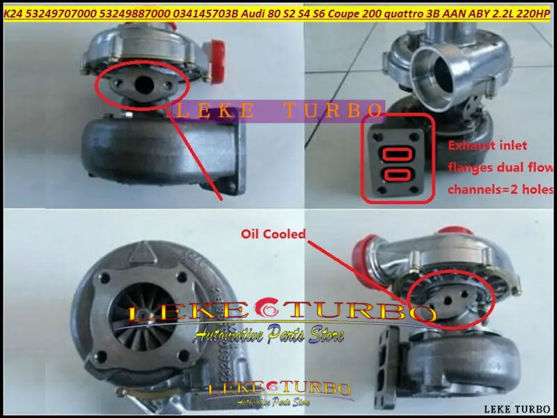 K24 53249707000 53249887000 034145703B Turbo Turbocharger For Audi 80 S2 S4 S6 200 Coupe 200 quattro 1989- 3B AAN ABY 2.2L 220HP (10)