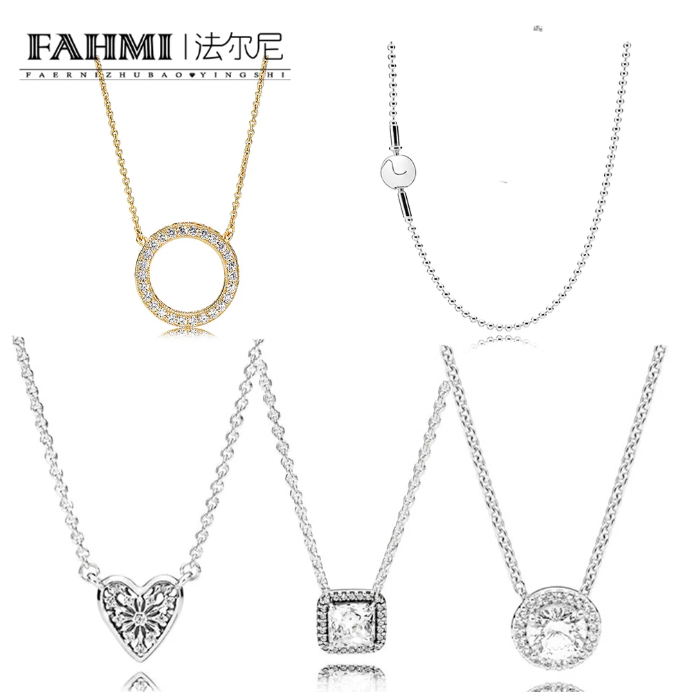 

FAHMI 100% 925 Sterling Silver 1:1 Charm Shine Hearts of Necklace TIMELESS ELEGANCE HEARTS OF WINTER E series Collection