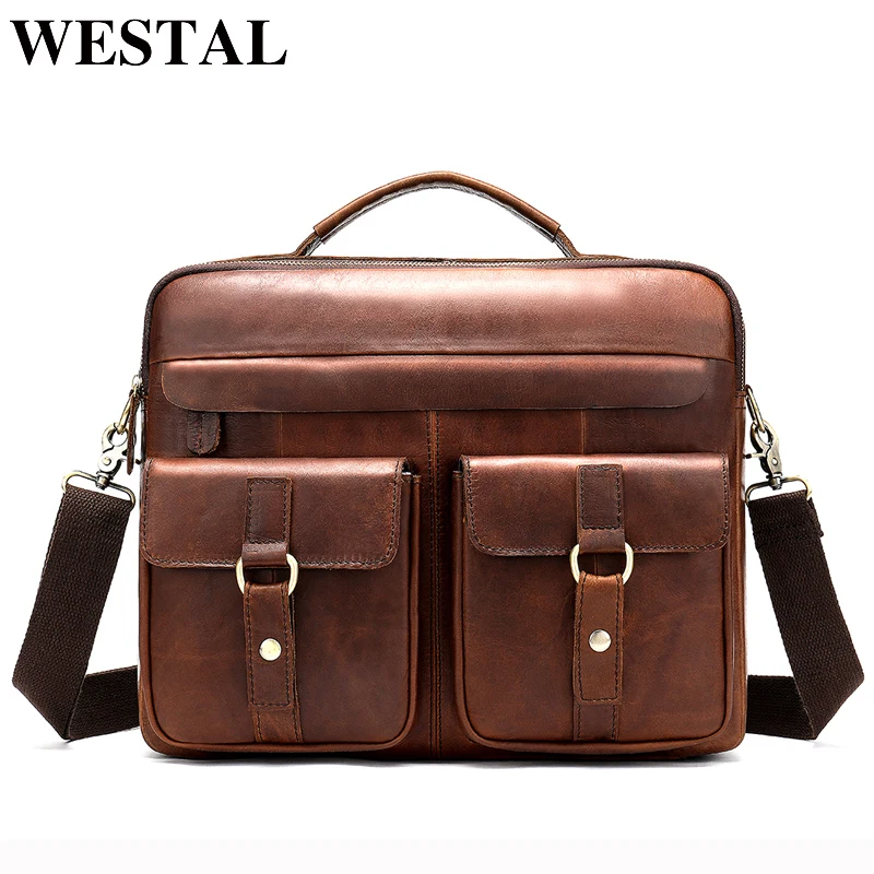 

WESTAL Men's Bag Genuine Leather Bag for Men Messenger/Crossbody Bags Men's Shoulder Bags for Laptop Bag Leather Handbags Man