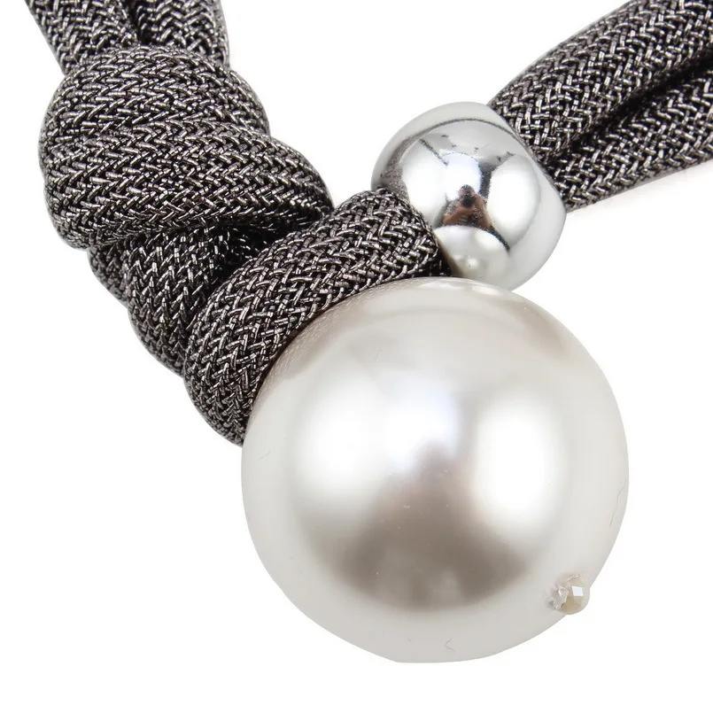 Цепочка на Биб-веревочке, длинное ожерелье с большим шариком из искусственного жемчуга для женщин, Брендовое ожерелье ручной работы, ювелирное изделие
