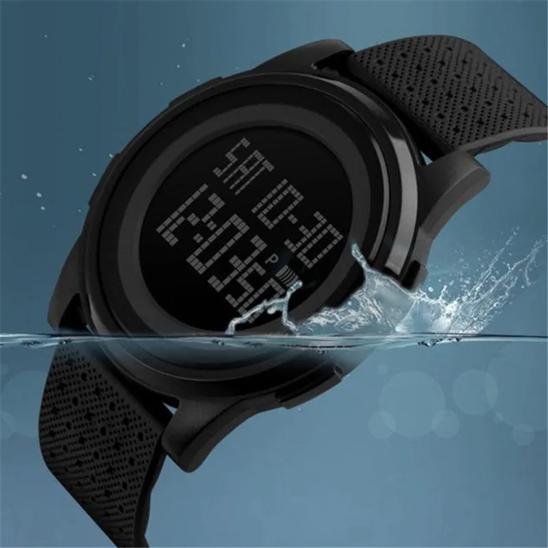 1PC Fashion Black font b Mens b font font b watch b font Rubber Band Digital
