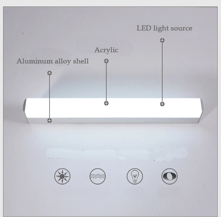 Современный косметический СВЕТОДИОДНЫЙ зеркальный светильник 12 Вт 16 Вт 22 Вт водонепроницаемый настенный светильник для ванной комнаты светильник s AC85-265V алюминий+ покрытие из поликарбоната