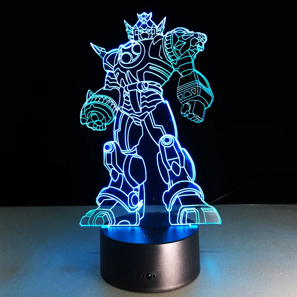3D Robot Illusion LED Night Light Kid Room 7 Colors Desk Lamp Gift for Children