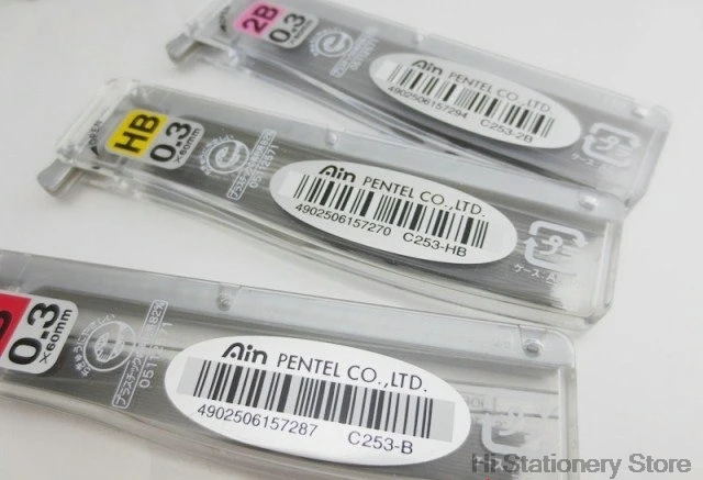 3 Pieces Pentel superior hi-polymer anti-cracking Leads for Mechinal pen C253 255 257 C259 0.3 0.5 0.7 0.9 | Канцтовары для офиса
