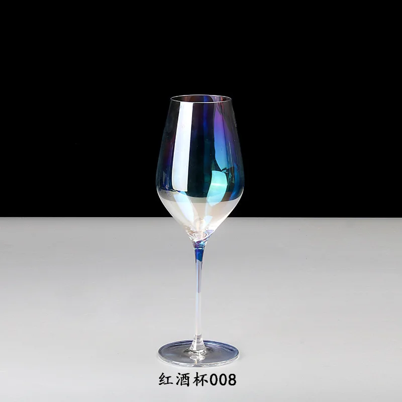 Бокал с радужным покрытием, бокал для вина, Хрустальный Бокал для коктейлей, бокал для шампанского, флейта, бокал для бренди, бокал для питья, барные инструменты, вечерние, подарок - Цвет: Red Wine Cup 008