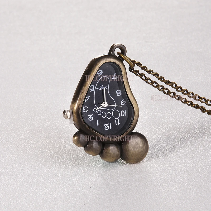 

New Foot Footprint Feet Shape Design Bronze Quartz Mens Womens Cartoon Pocket Watch Students Child Funny Gift Chain Fob Watches